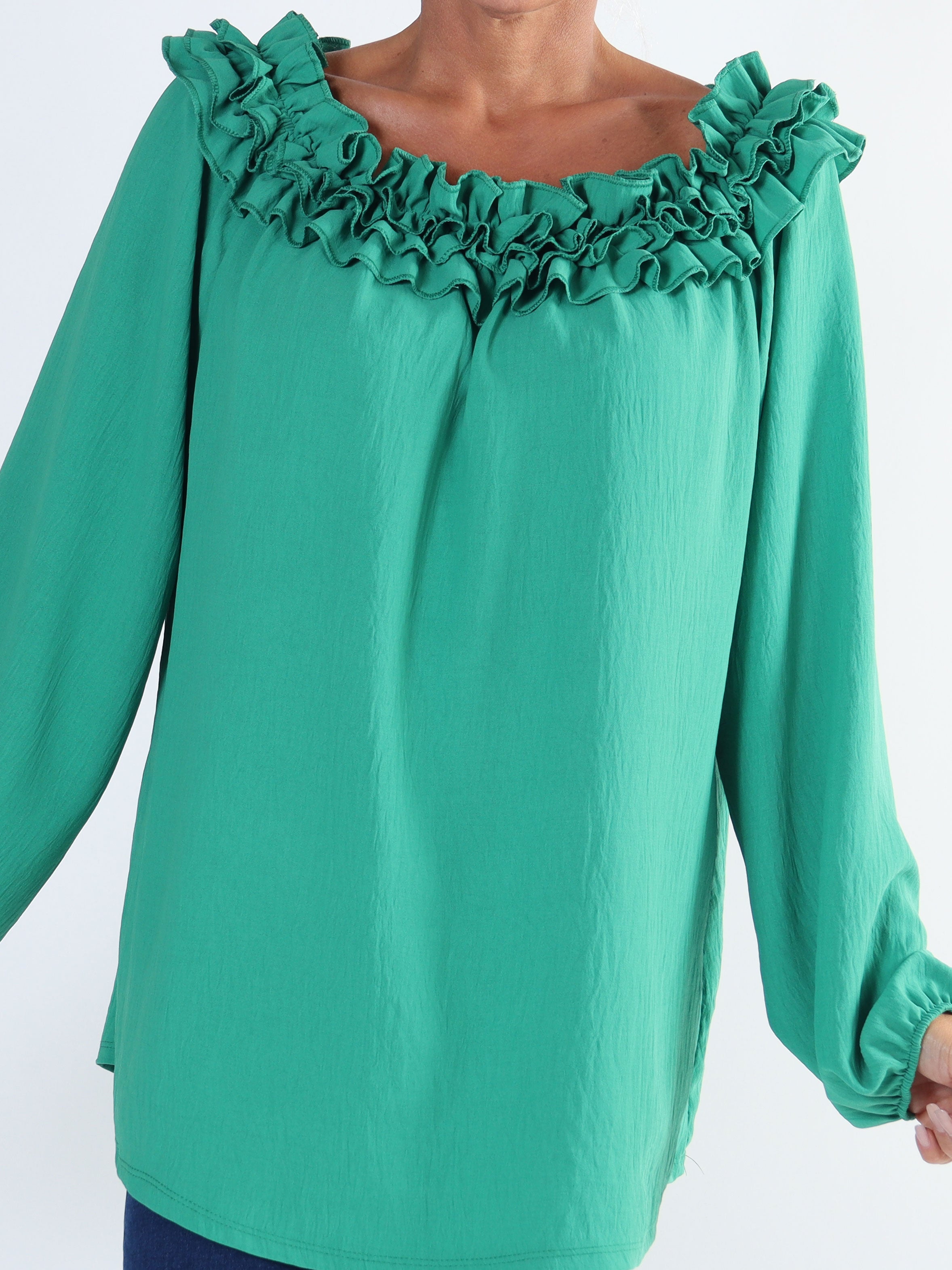 Chili - Fineste plus size tunika bluse med flæser i udskæringen (bestseller)